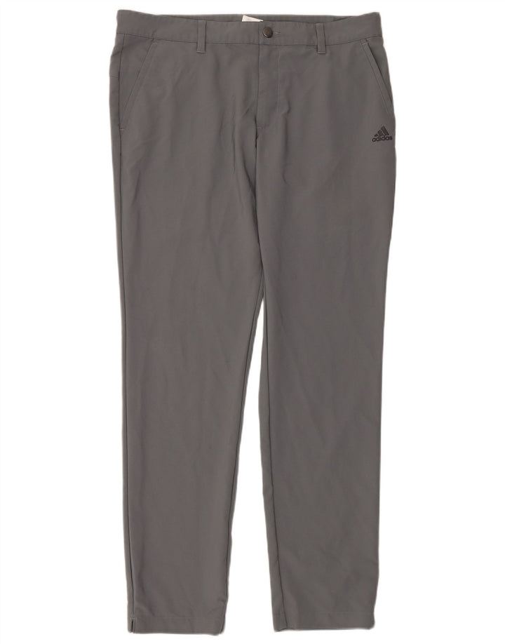 ADIDAS Mens Slim Chino Trousers W34 L32 Grey Polyester