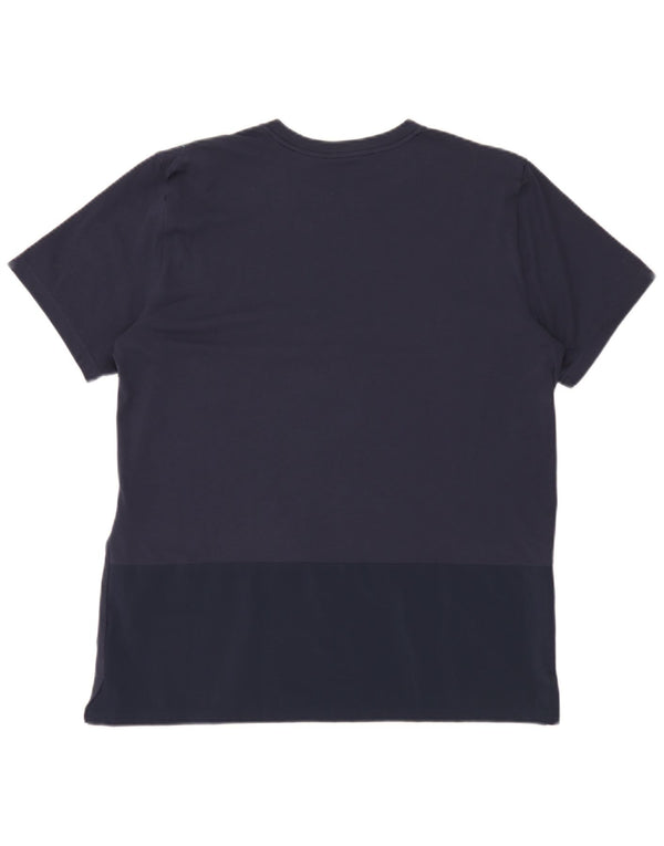 Nike Mens Dri Fit Graphic T-Shirt Top Large Bleu Marine Rayé Coton