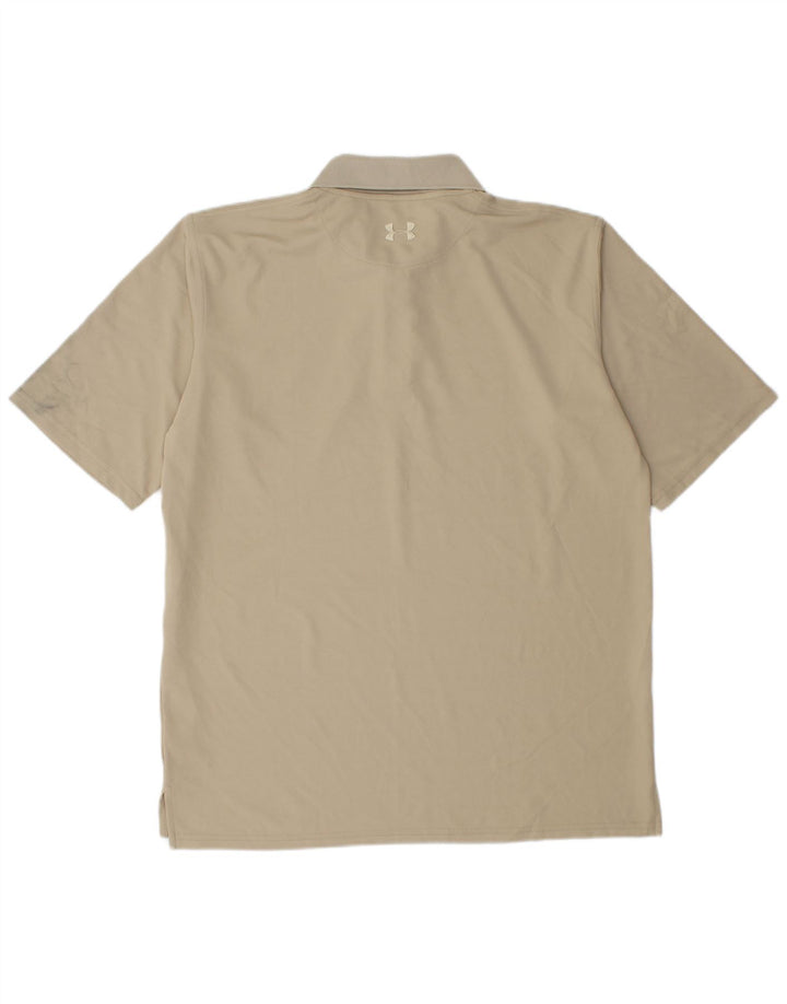 UNDER ARMOUR Mens Polo Shirt Medium Beige Polyester