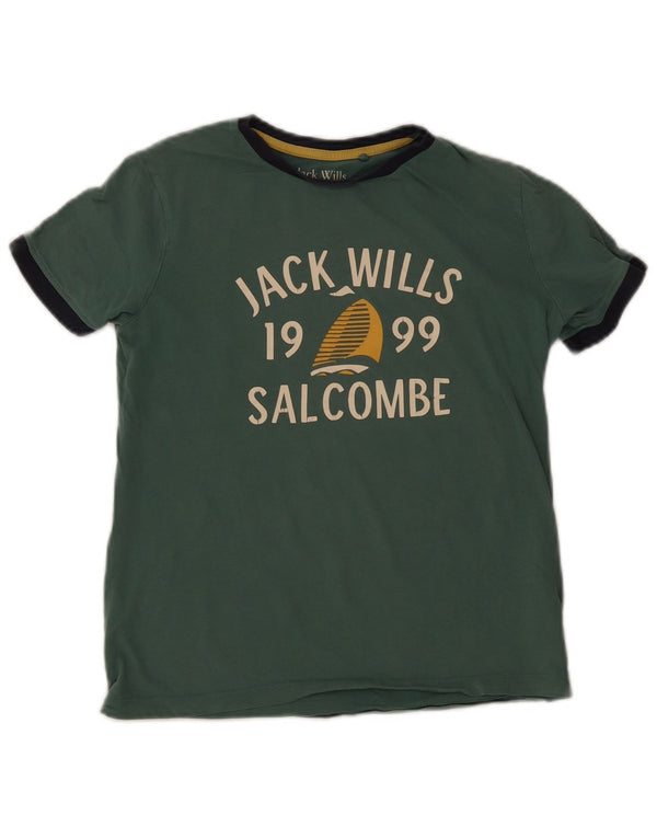 Jack Wills Boys Regular Graphic T-Shirt Top 10-11 år Grøn Bomuld