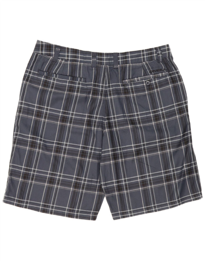 O'Neill Mens Chino Shorts W40 XL Navy Blue Plaid Polyester