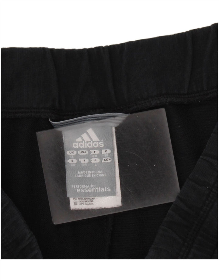 ADIDAS Womens Tracksuit Trousers UK 12 Medium Black Cotton
