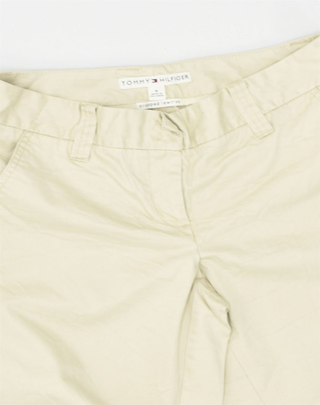 TOMMY HILFIGER Womens Cropped Casual Trousers US 6 Medium W28 L24 Beige | Vintage Tommy Hilfiger | Thrift | Second-Hand Tommy Hilfiger | Used Clothing | Messina Hembry 