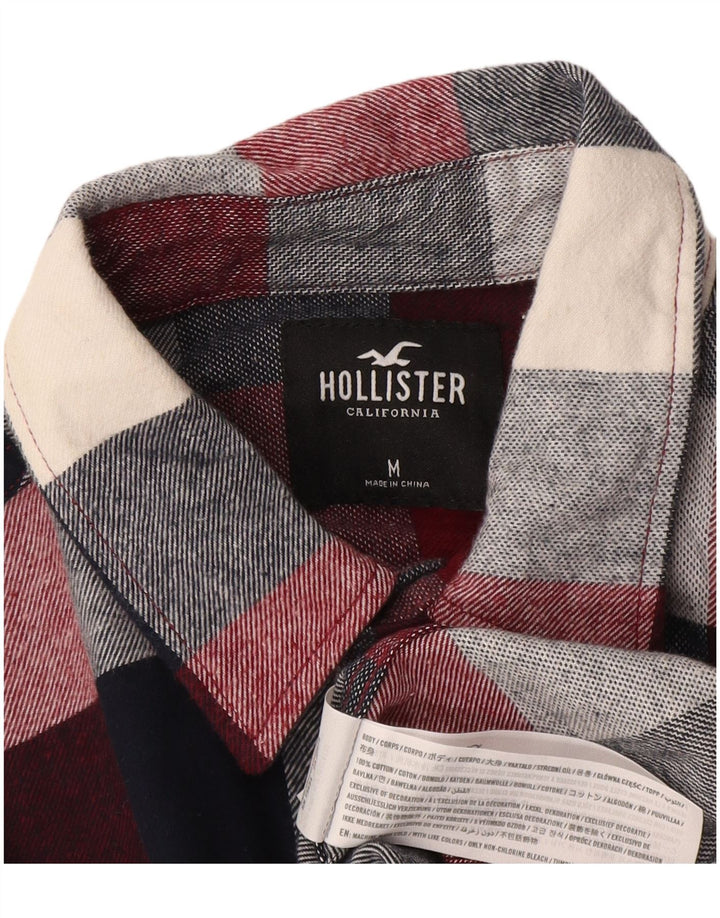 Hollister Mens Flannel Shirt Medium Burgundy Gingham Cotton