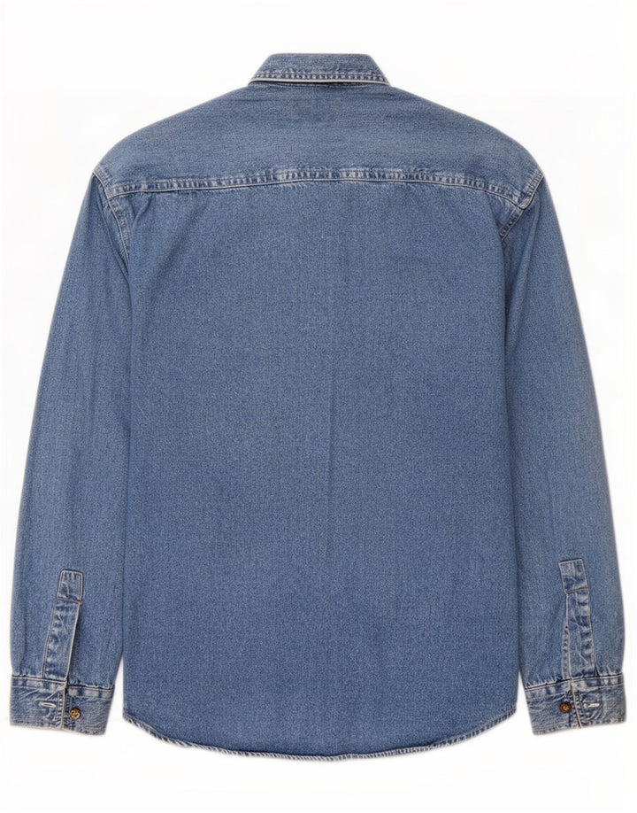 Vintage Mens Regular Fit Denim Shirt Small Blue Cotton