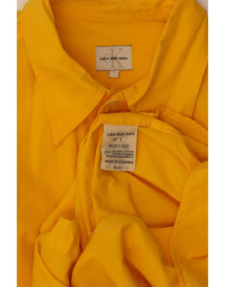 Calvin Klein Jeans Mens Shirt Large Yellow Cotton