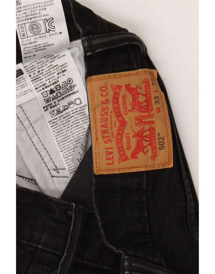 Levi's Mens 502 Straight Jeans W33 L27 Black Cotton