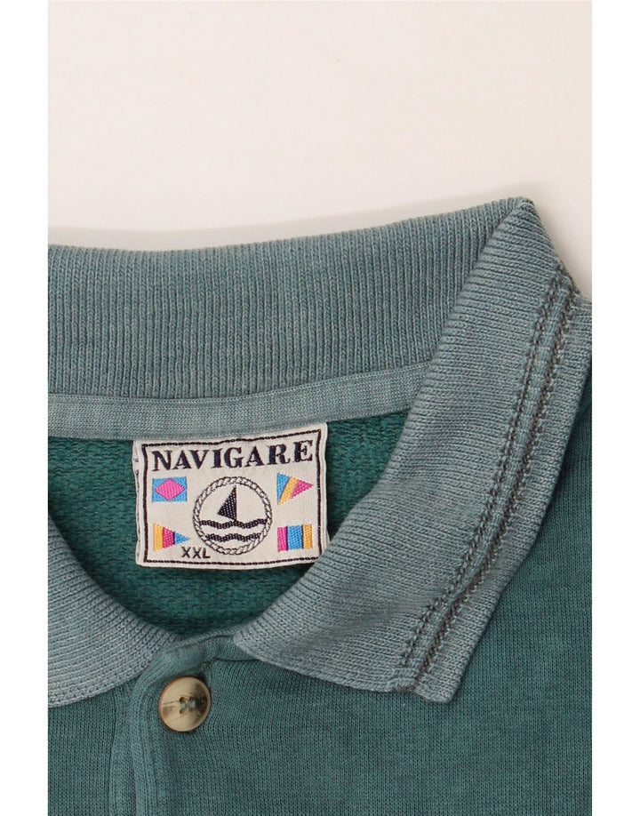 NAVIGARE Mens Polo Neck Sweatshirt Jumper 2XL Green Vintage Navigare and Second-Hand Navigare from Messina Hembry 