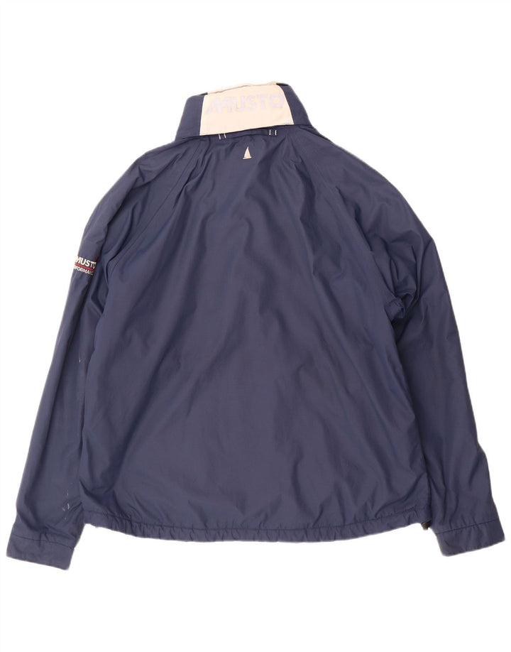 Musto Womens Graphic Windbreaker Jacket UK 16 Large Navy Blue Polyurethane