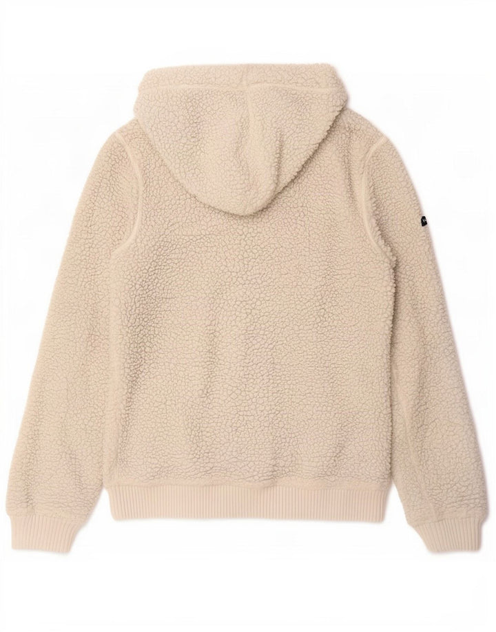 Giacca in pile con cappuccio da uomo Superdry UK 38 poliestere bianco sporco medio