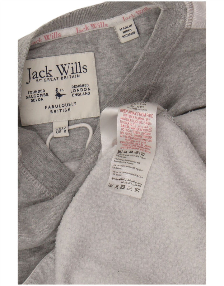 JACK WILLS Womens Oversized Graphic Sweatshirt Jumper UK 12 Medium Grey