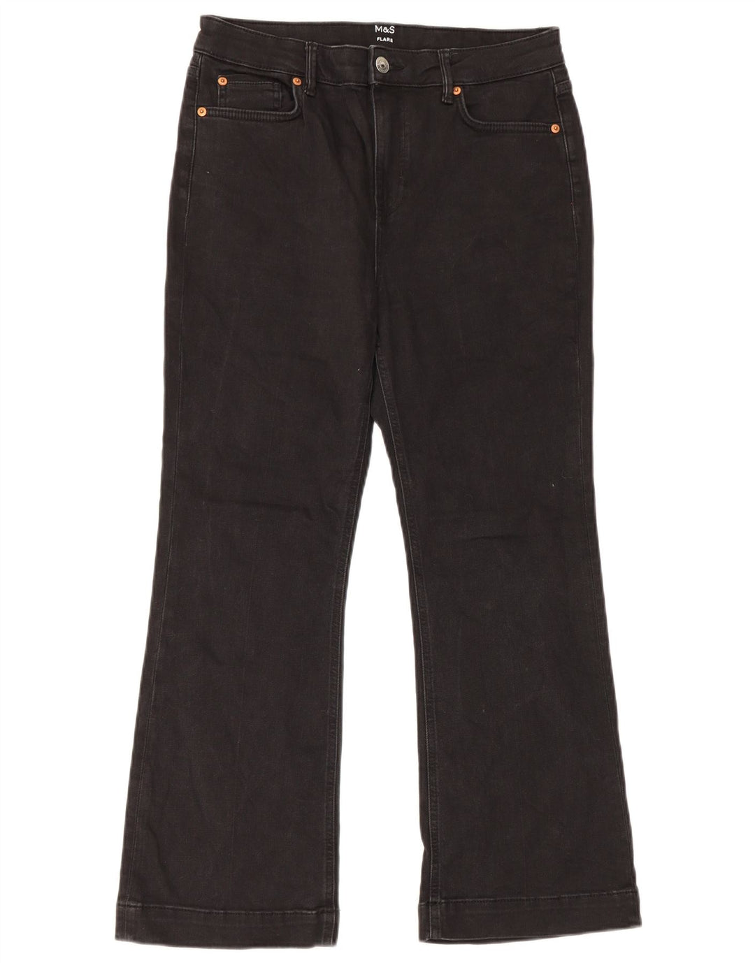 Marks & Spencer Womens Flared Jeans UK 14 Large W32 L27 Black Cotton