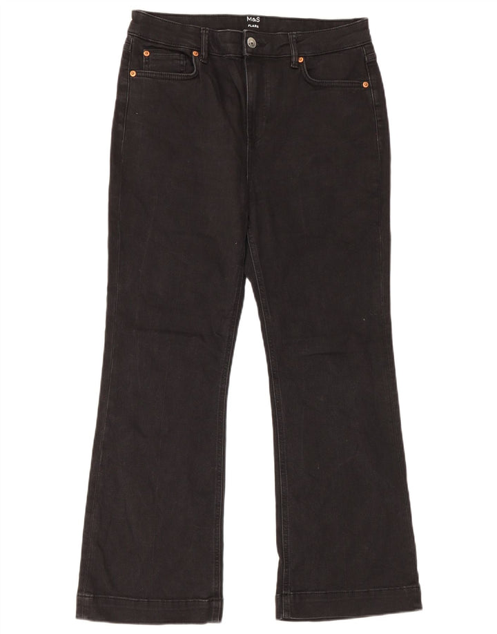 Marks & Spencer Womens Flared Jeans UK 14 Large W32 L27 Black Cotton