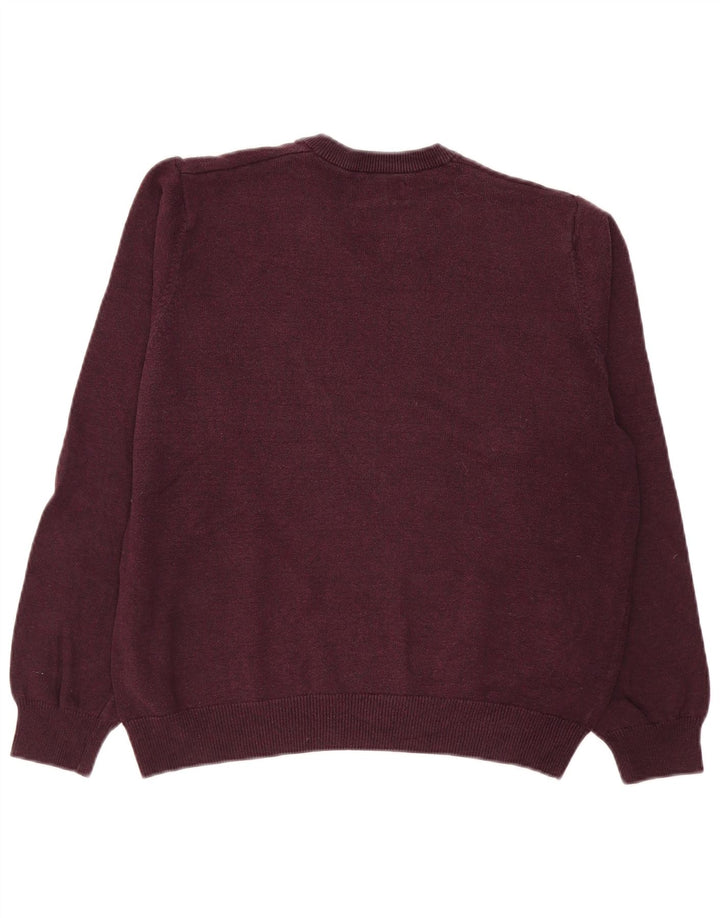 Marks & Spencer Womens V-Neck Jumper Sweater UK 14 Medium Burgundy