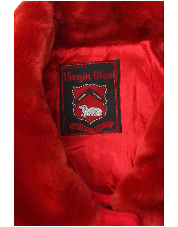 Vintage Womens Overcoat UK 20 2XL Red Virgin Wool