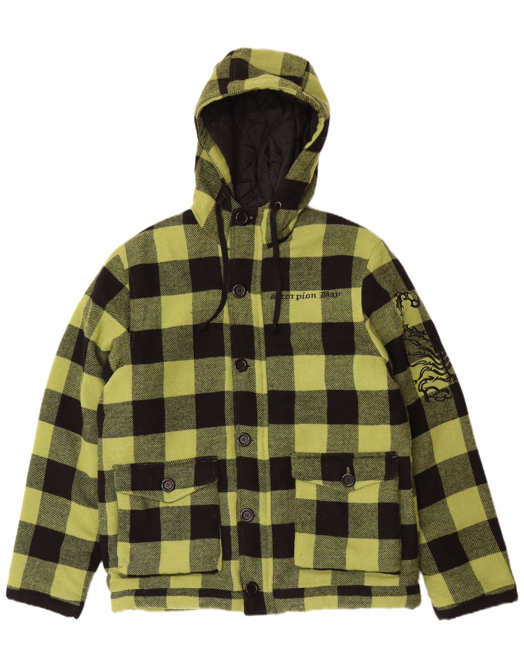 Scorpion Bay Mens Graphic Windbreaker Jacket UK 40 Large Green Gingham