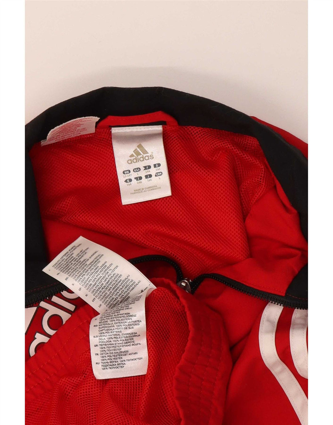 Adidas Boys Graphic Chándal Top Chaqueta 13-14 Años Rojo Poliéster