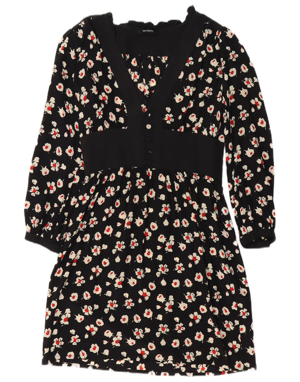 Abito impero a maniche lunghe da donna Max & Co. UK 14 medio nero floreale