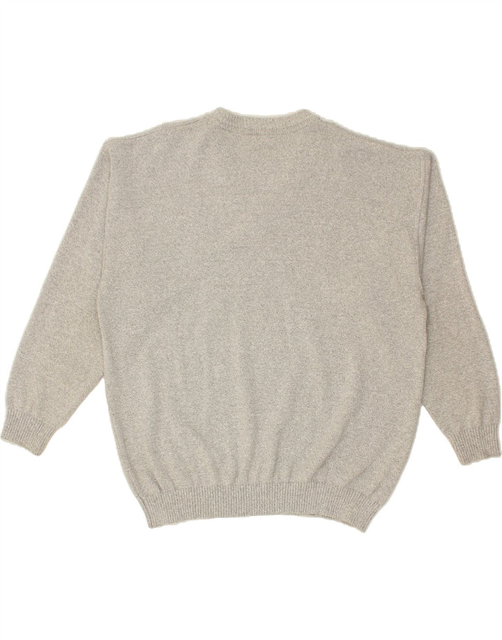 VINTAGE Mens V-Neck Jumper Sweater IT 56 XL Grey Flecked Cotton Vintage Vintage and Second-Hand Vintage from Messina Hembry 