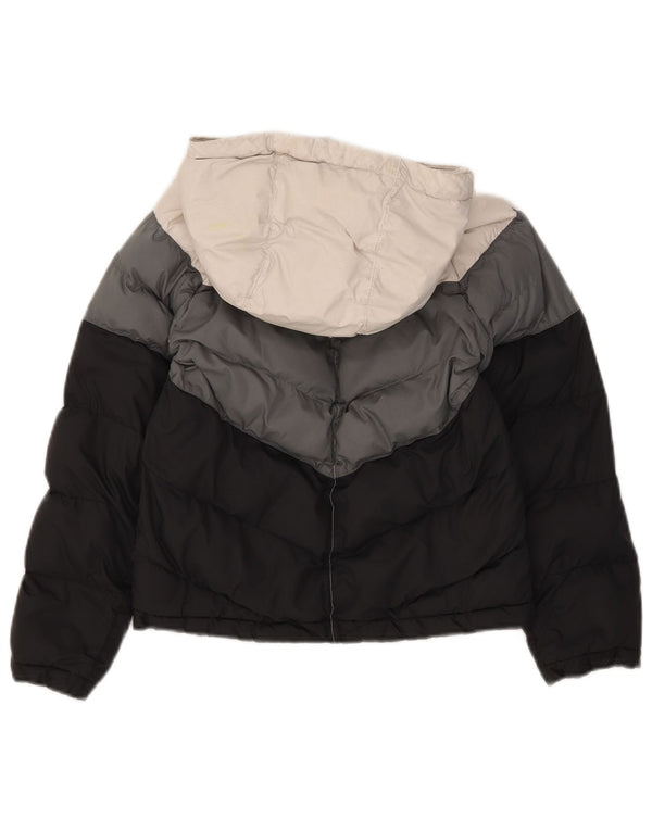 Nike Girls Hooded Padded Jacket 8-9 Years Small Multicoloured Colourblock