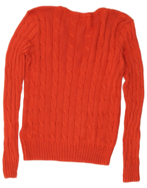 Polo Ralph Lauren Pull col en V pour femme UK 8 Petit coton rouge