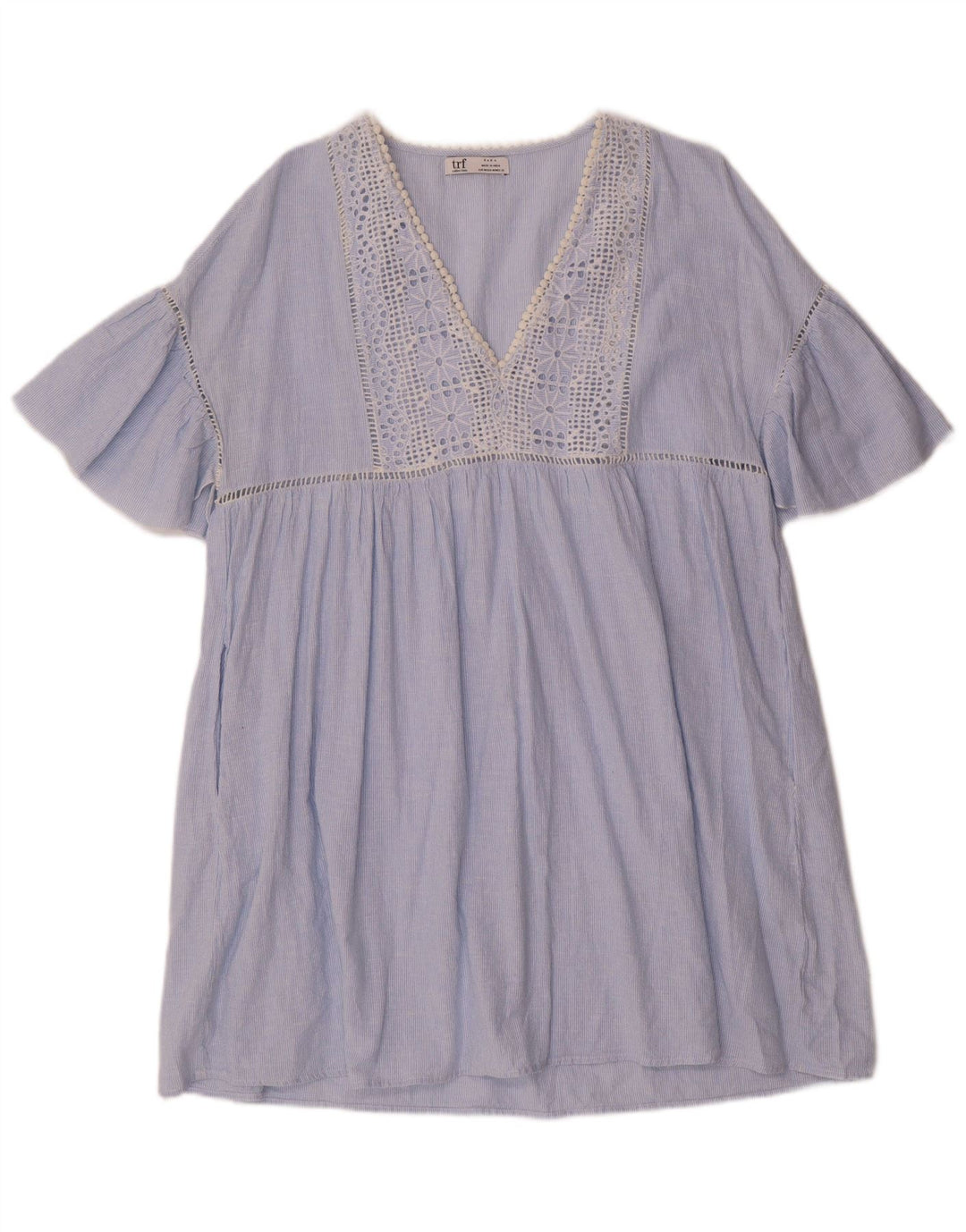 ZARA Womens Shift Dress UK 14 Medium Blue Pinstripe