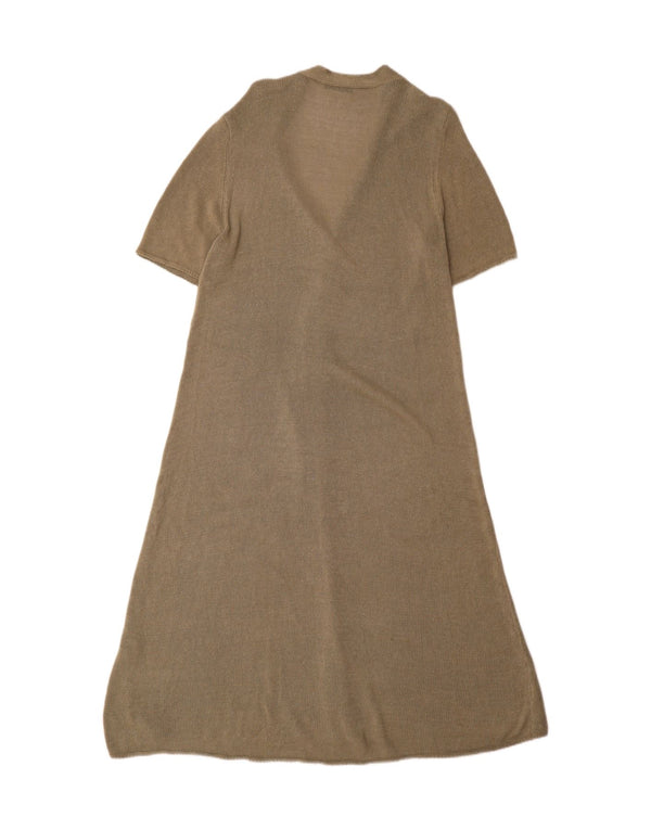Zara Womens Knit A-Line Dress UK 16 Large Khaki Viscose