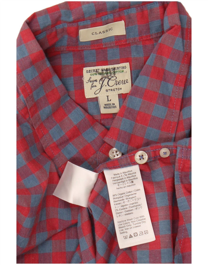 J. CREW Mens Classic Fit Shirt Large Red Gingham Cotton
