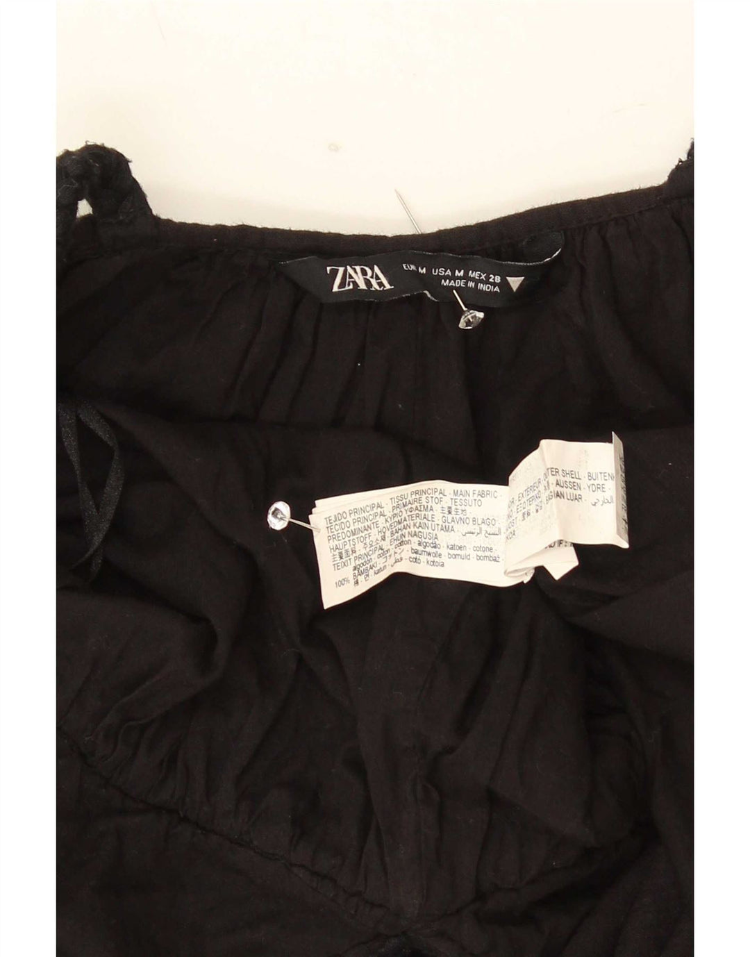 Zara Womens Playsuit UK 12 Mittelschwarze Baumwolle