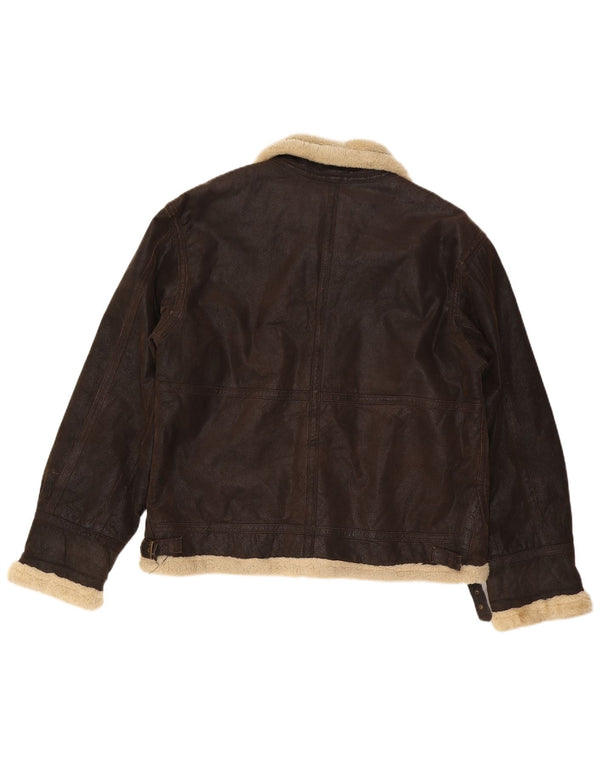 CINTI Ανδρικό Sherpa Δερμάτινο Μπουφάν UK 42 XL Καφέ