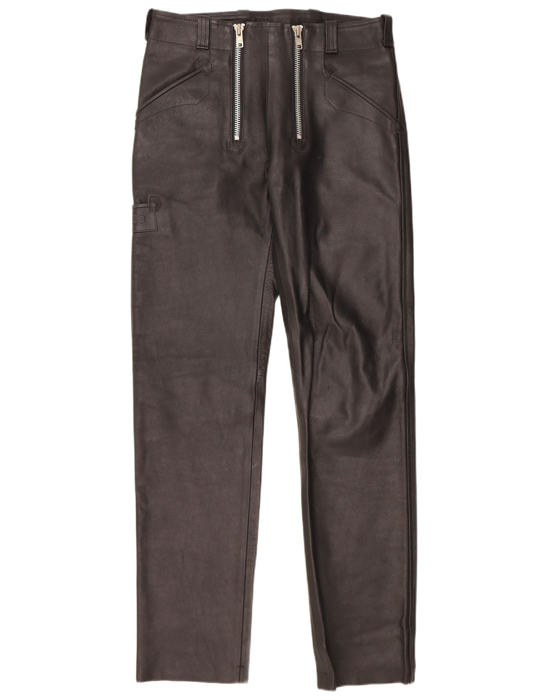 Pantaloni drepti din piele Bockle pentru femei W33 L34 negri