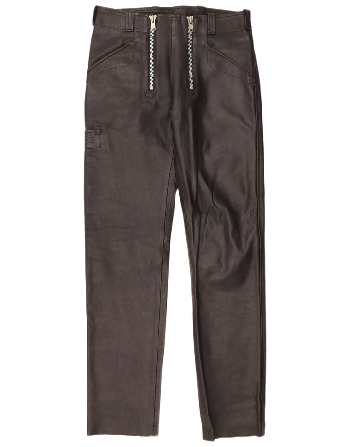 Pantaloni drepti din piele Bockle pentru femei W33 L34 negri