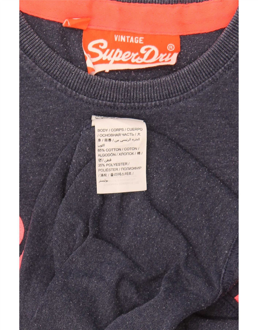 Superdry Mens Graphic T-Shirt Top Small Navy Blue Cotton
