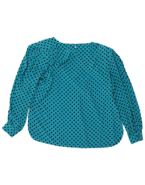 Vintage γυναικεία μακρυμάνικη μπλούζα UK 16 Large Blue Spotted