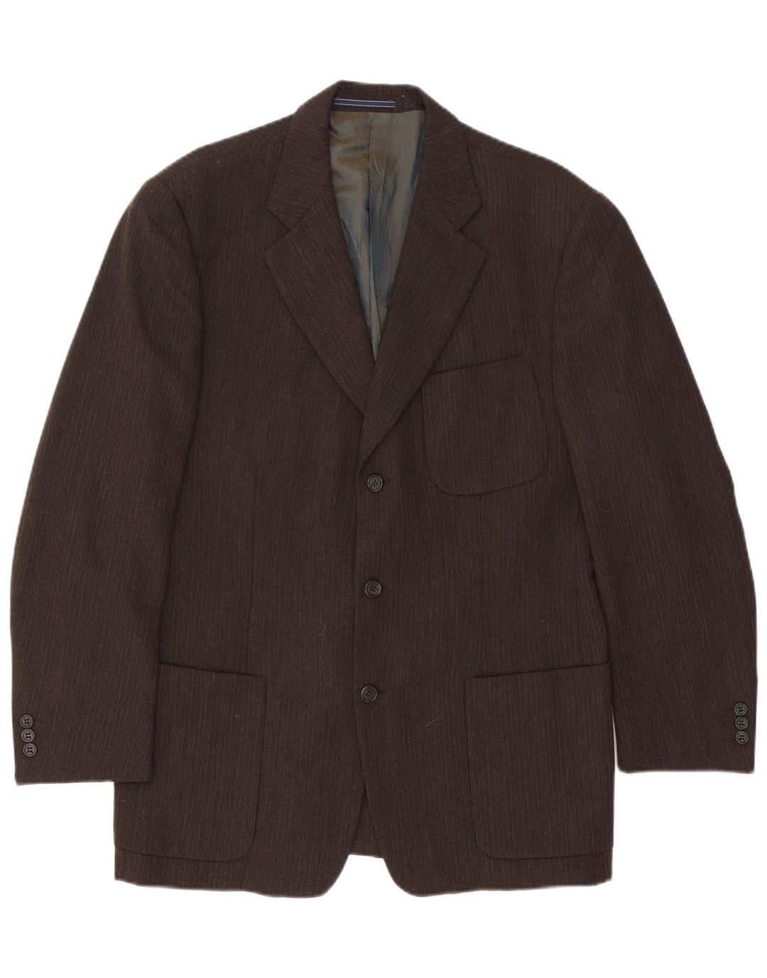 Trussardi Veste Blazer 3 Boutons IT 50 Large Marron En Acétate À Fines Rayures Homme