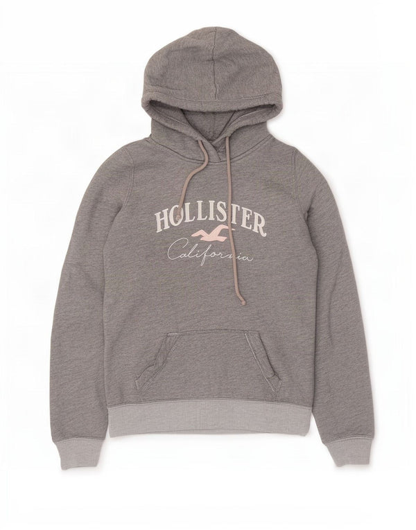 Hollister Mujer Graphic Sudadera con capucha Jumper UK 6 XS Gris Algodón