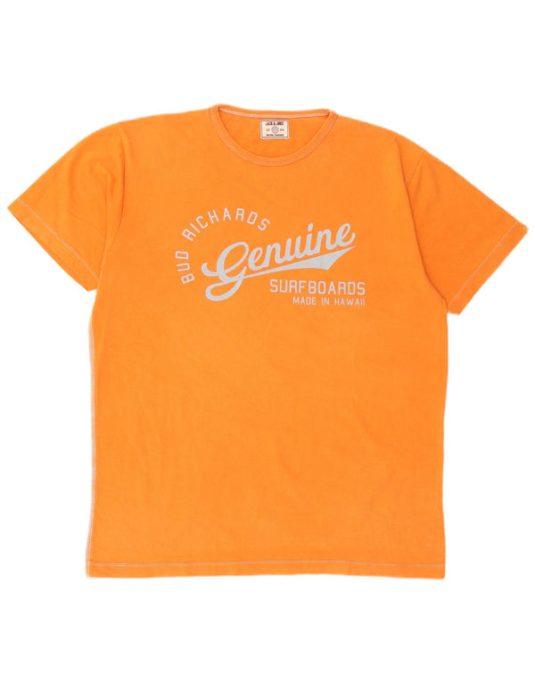 Jack & Jones Herren Grafik T-Shirt Top XL Orange Baumwolle