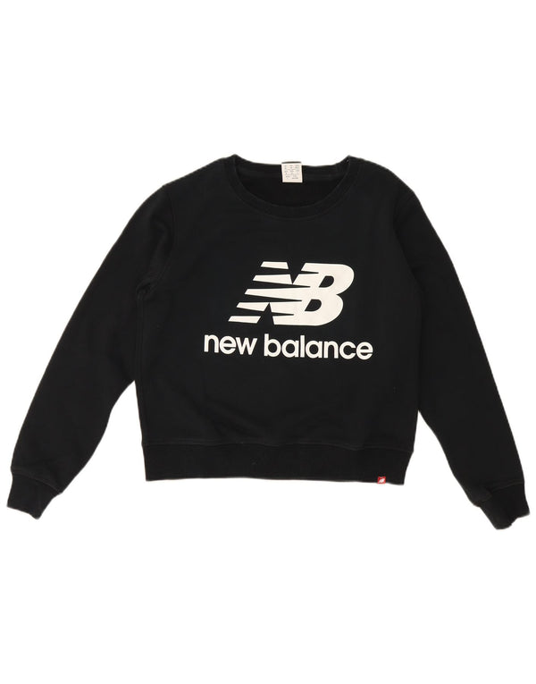 New Balance Mujer Graphic Crop Sudadera Jumper UK 14 Mediano Algodón Negro