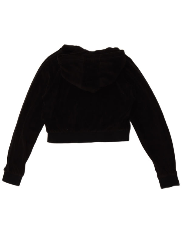 Maglione con cappuccio e zip in velluto corto da donna Adidas UK 14 medio nero