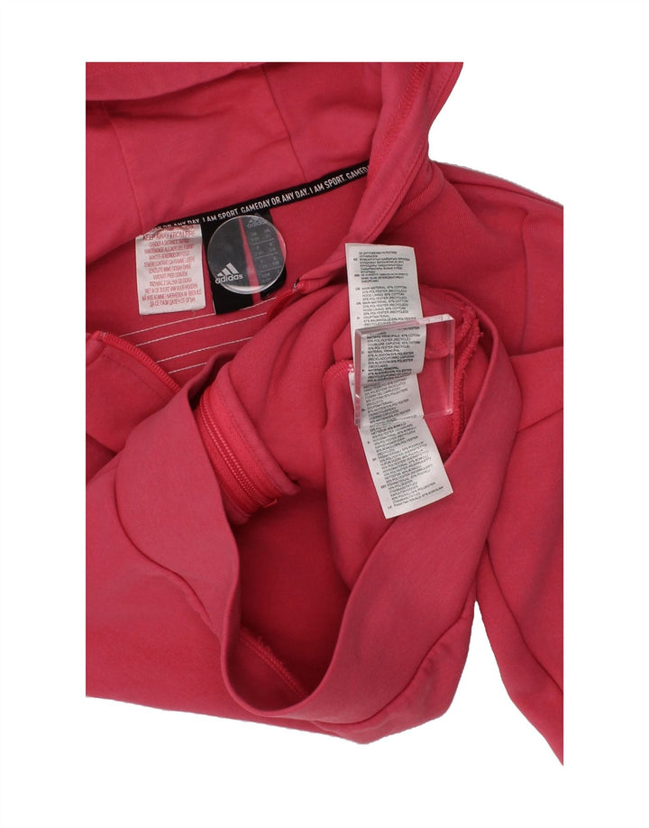 ADIDAS Girls Zip Hoodie Sweater 7-8 Years Pink Cotton Vintage Adidas and Second-Hand Adidas from Messina Hembry 