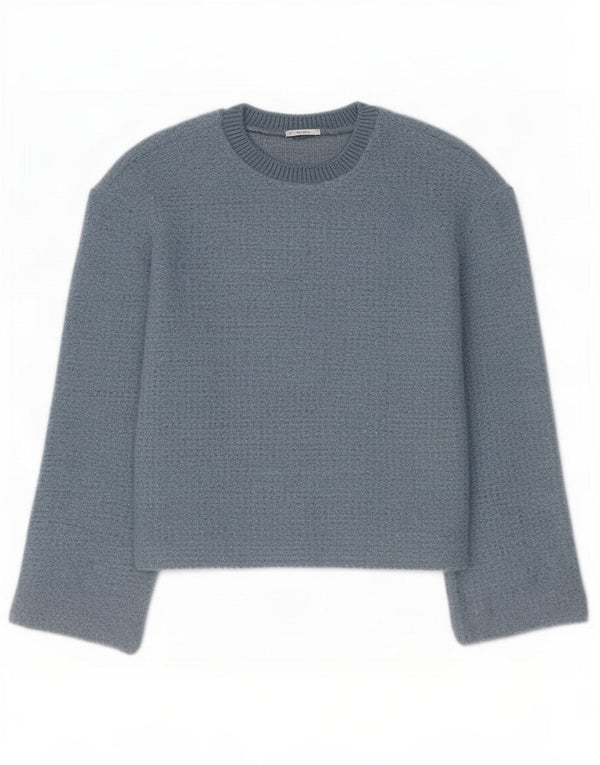 Maglione corto girocollo da donna Zara UK 14 Poliestere blu medio
