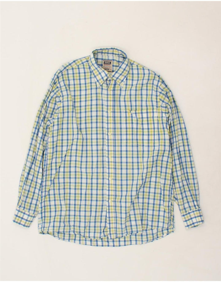 RIFLE Mens Shirt Medium Blue Check Cotton Vintage Rifle and Second-Hand Rifle from Messina Hembry 