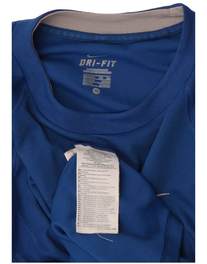 Nike Womens Dri Fit Top Long Sleeve UK 20/22 XL Blue Polyester