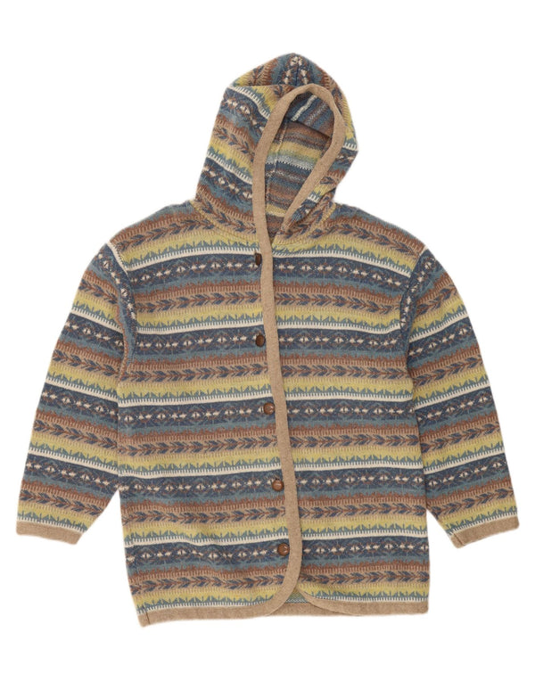 Vintage Womens Hooded Cardigan Sweater UK 18 XL Multicoloured Striped