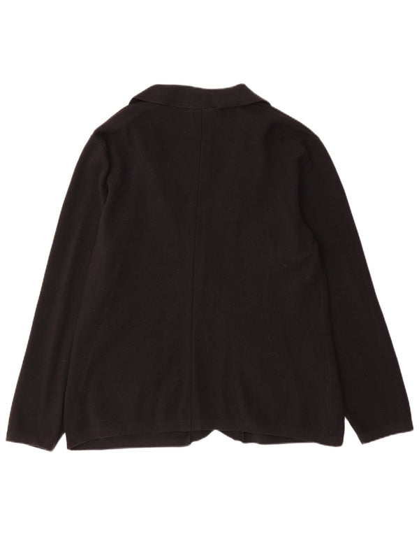 Esprit Womens 2 Button Knit Blazer Jacket UK 14 Large Black Cotton