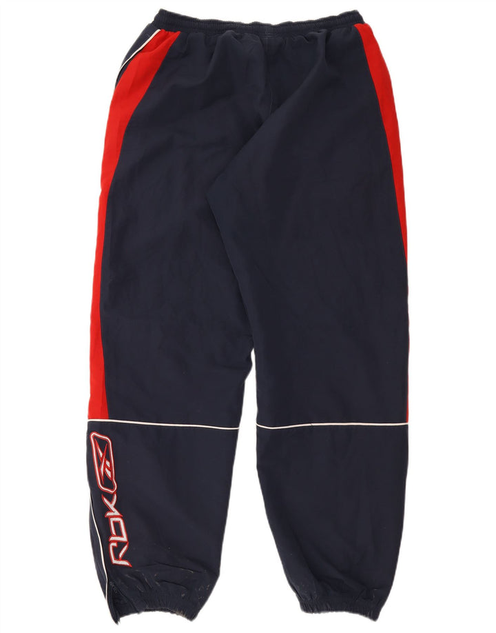 Reebok Mens Graphic Tracksuit Trousers Joggers Medium Navy Blue Colourblock