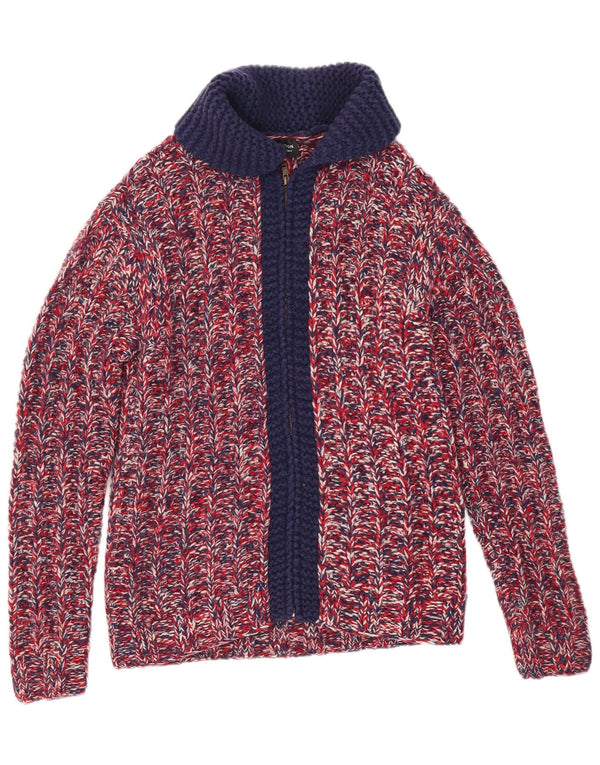 vintage Mens Cardigan Sweater Petite laine mouchetée rouge