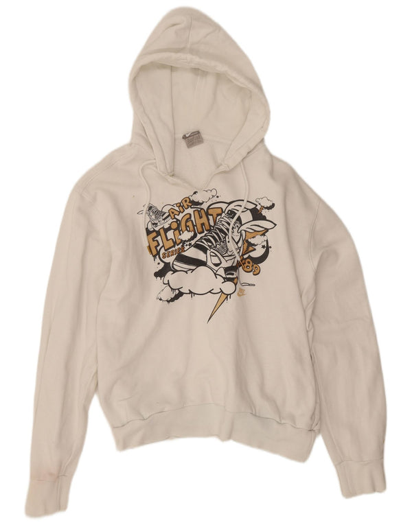 Felpa con cappuccio grafica Nike da uomo in cotone bianco medio