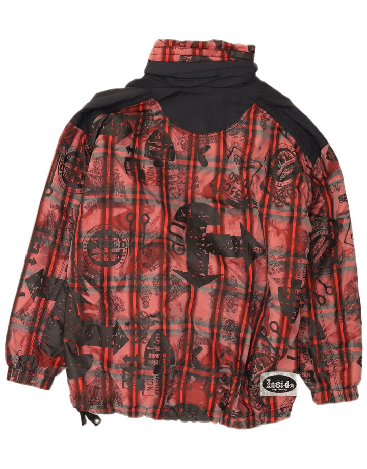 Vintage Herre Loose Fit Anorak Jacket UK 38 Medium Red Colourblock Polyester