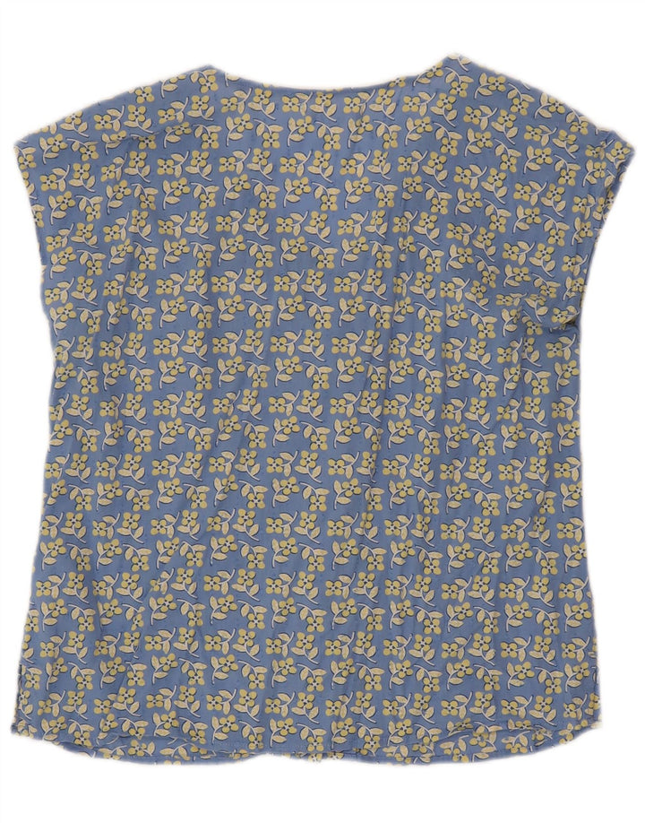 White Stuff Dame Kortærmet Bluse Top UK 12 Medium Blue Floral